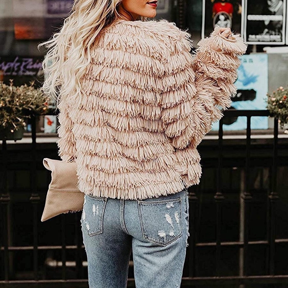 1 Left!! š„Faux Fur Shaggy Cardigan Fringe Jacket - Picture 4 of 8
